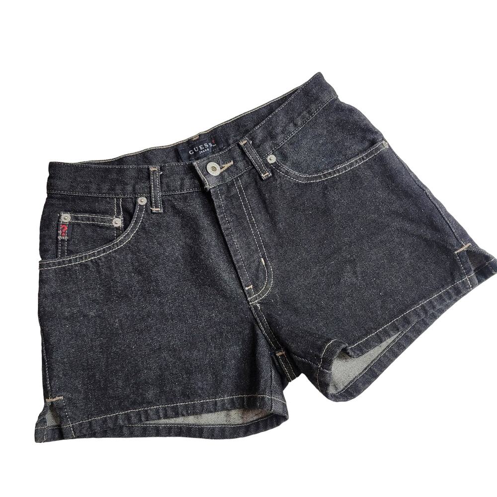 Guess Denim Shorts Low Rise Dark Wash Y2K Size 26 - Picture 6 of 6